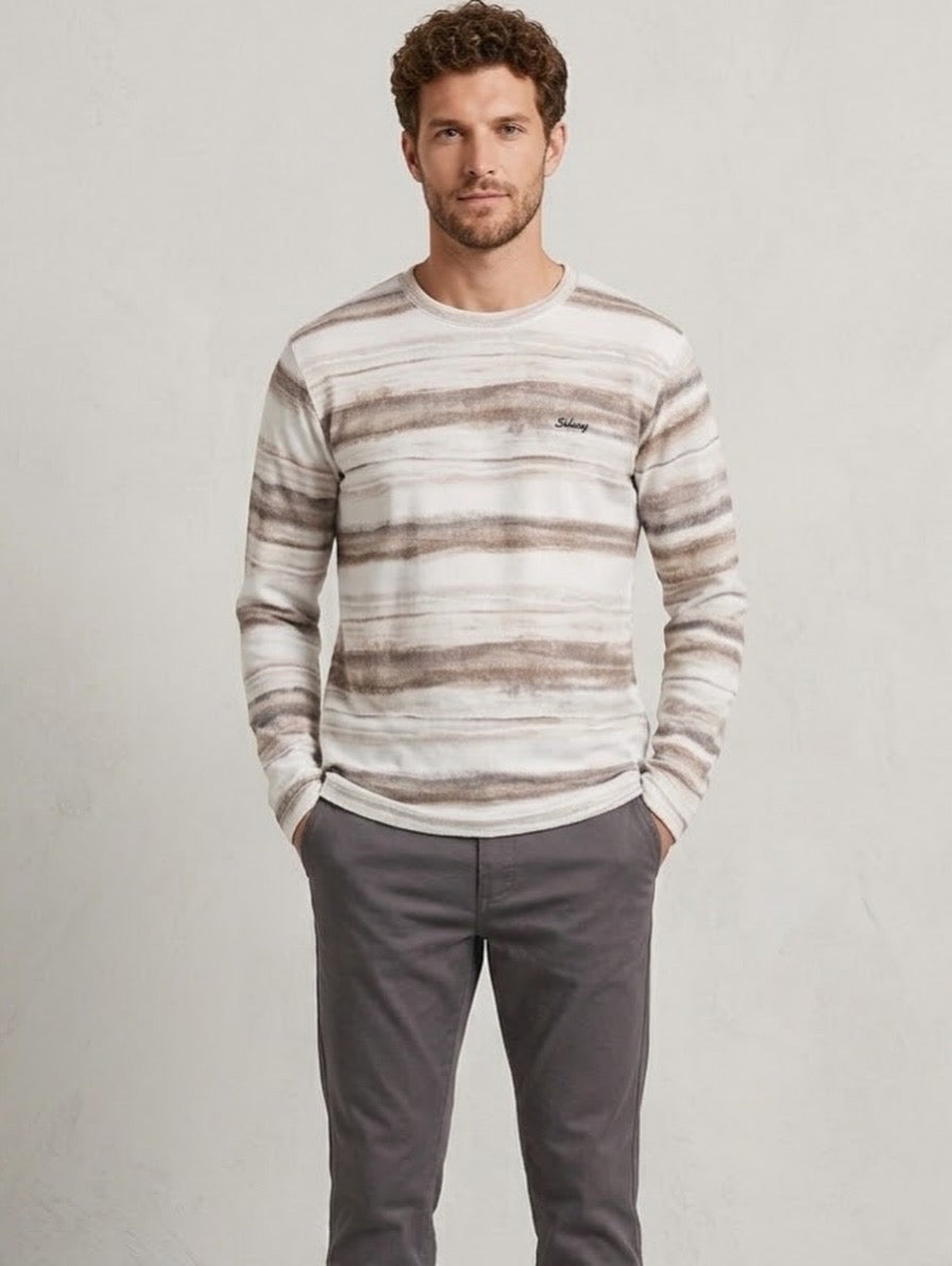Camo-Inspired Abstract Long-Sleeve Tee  Olive Horizon Printed Long Sleeve