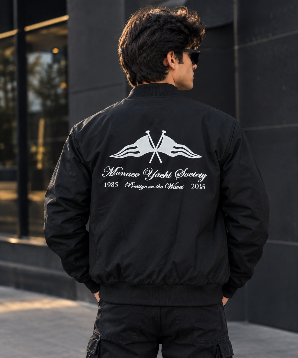 Monaco Yacht Society Heritage Black Lightweight Bomber Jacket