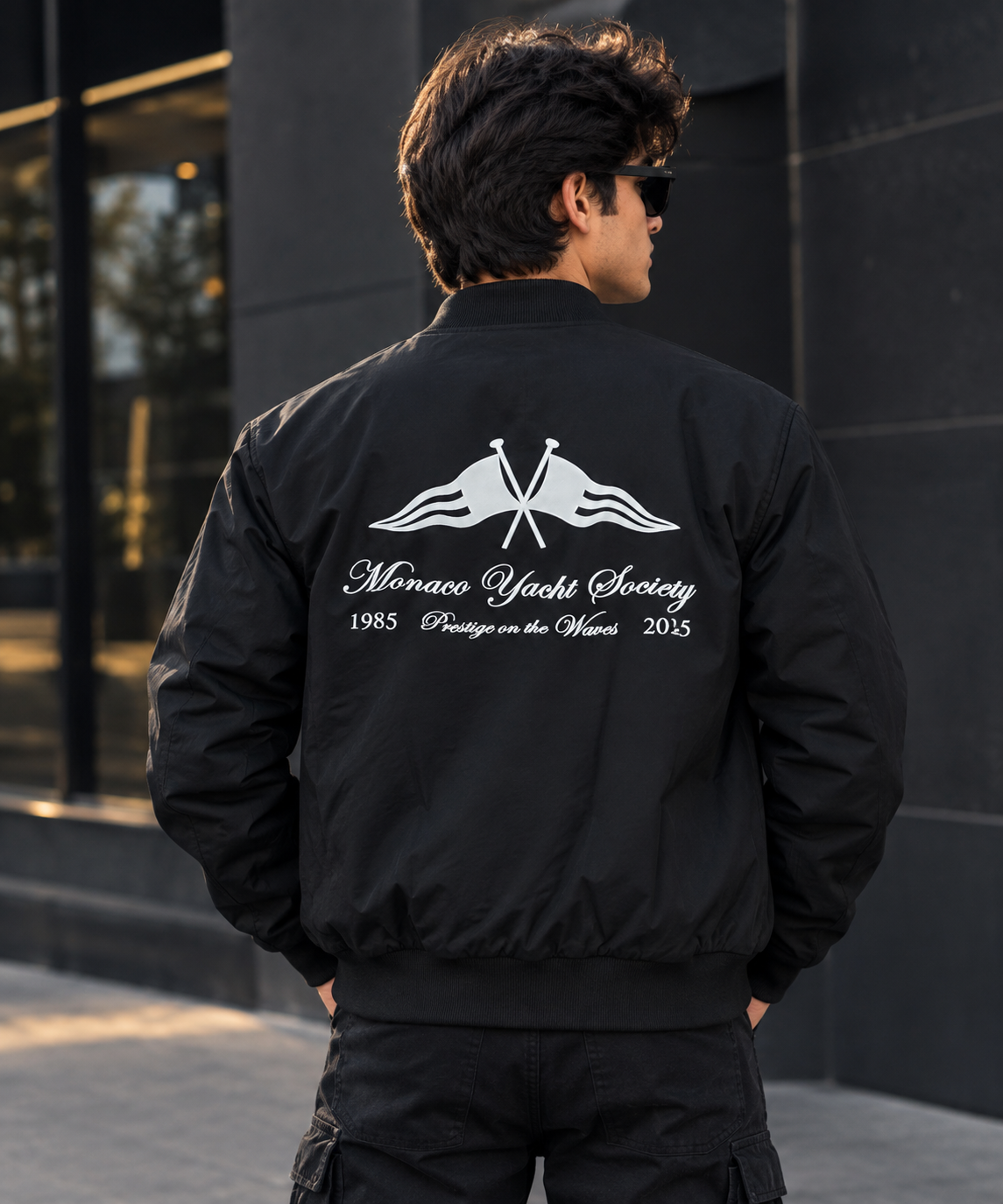 Monaco Yacht Society Heritage Black Lightweight Bomber Jacket