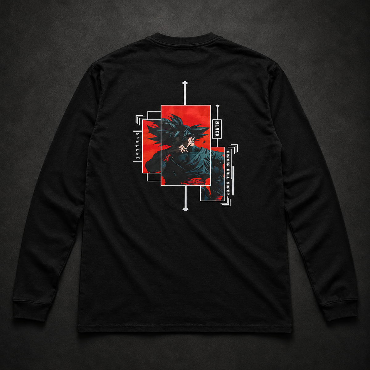 black full sleeve round neck printed shirt